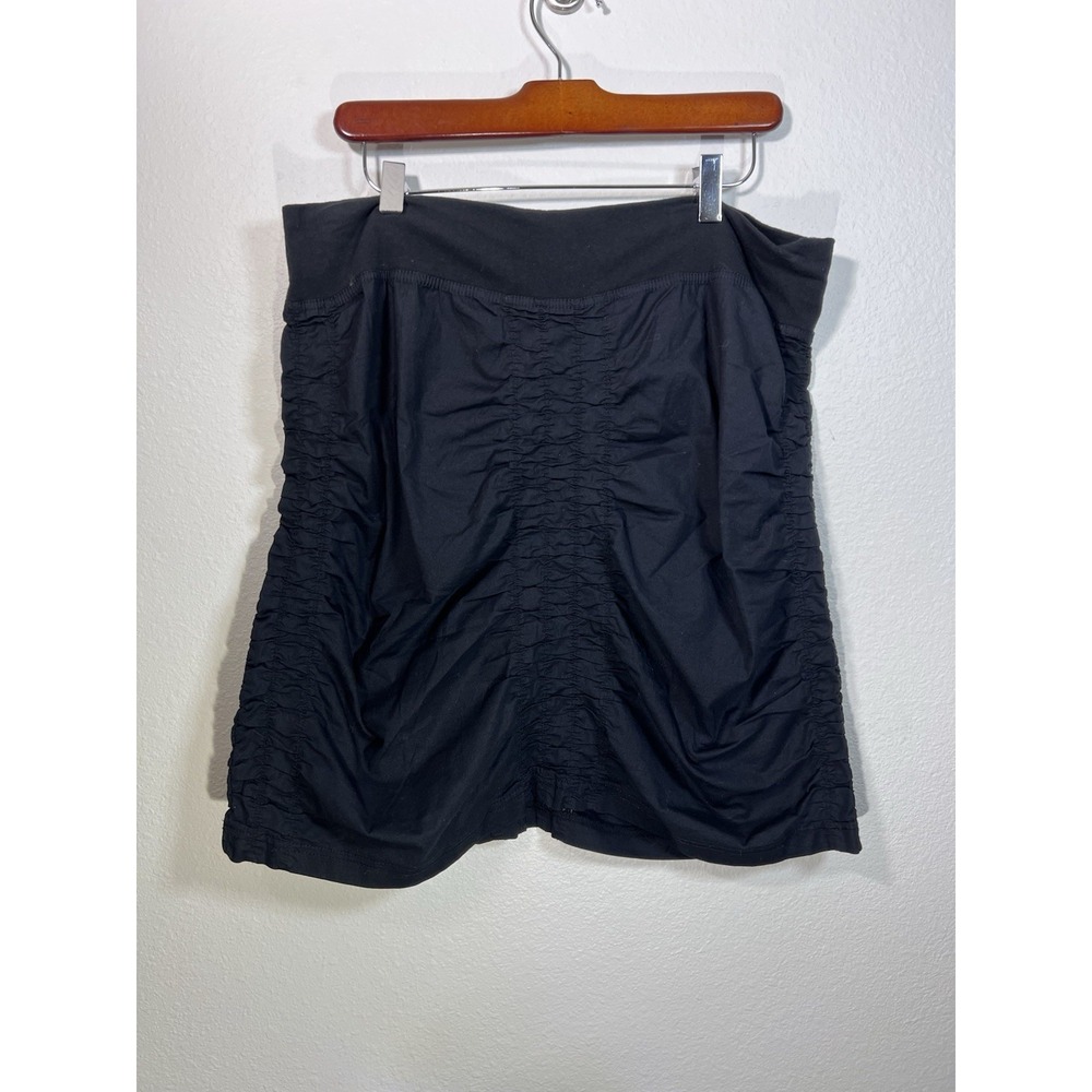 XCVI Wearables Trace Skirt Women's Black Ruched Pull On Mini XL Minimalist Artsy